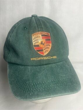 Porsche Design Antique Green Stuttgart Crest Hat Adjustable StrapBack Cotton Cap